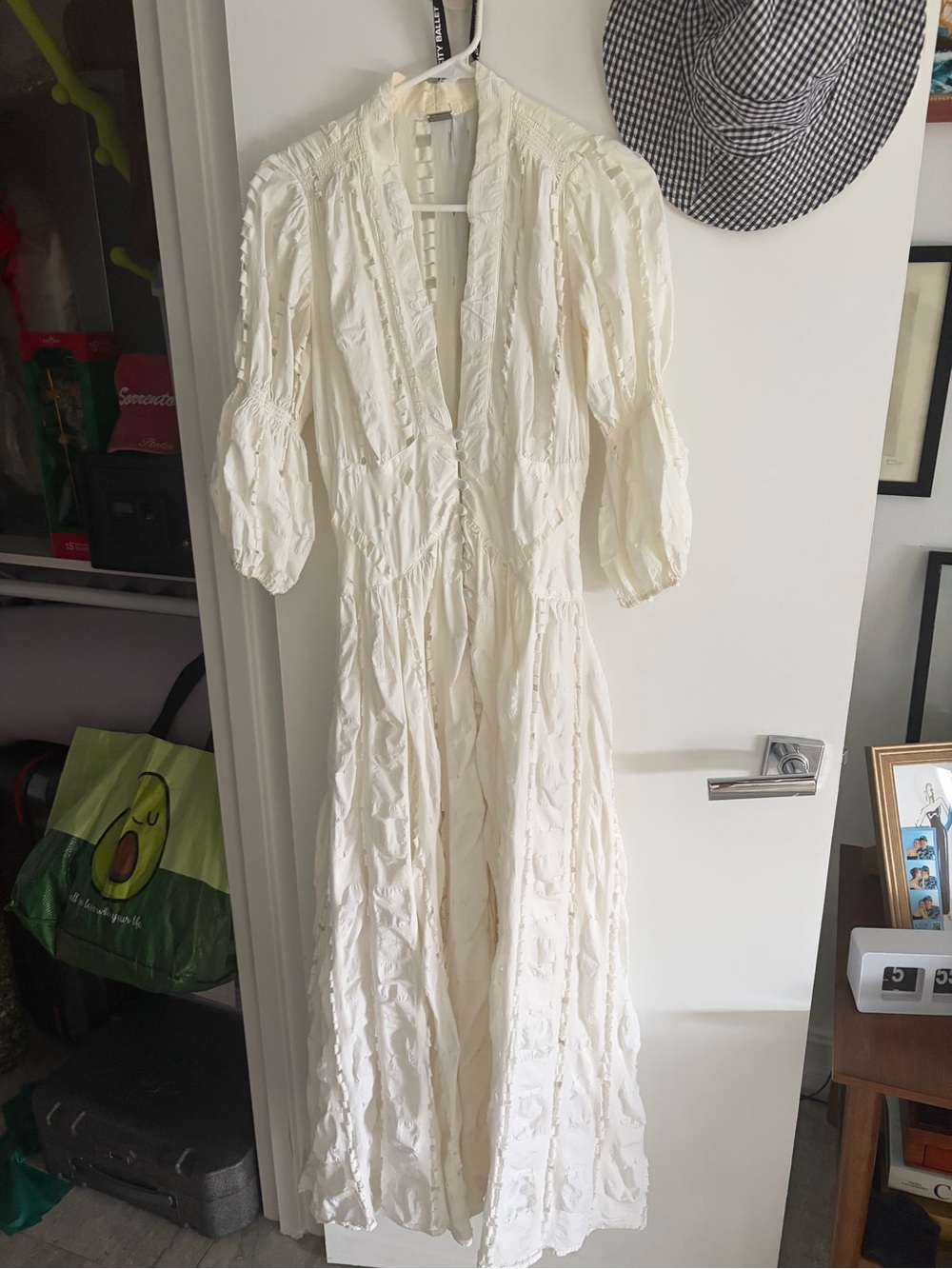 cult gaia Ivory Textured Maxi Dress